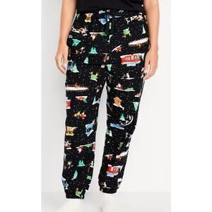 Old Navy Unisex I Love Snow High Waisted Flannel Pajama Joggers NEW Large